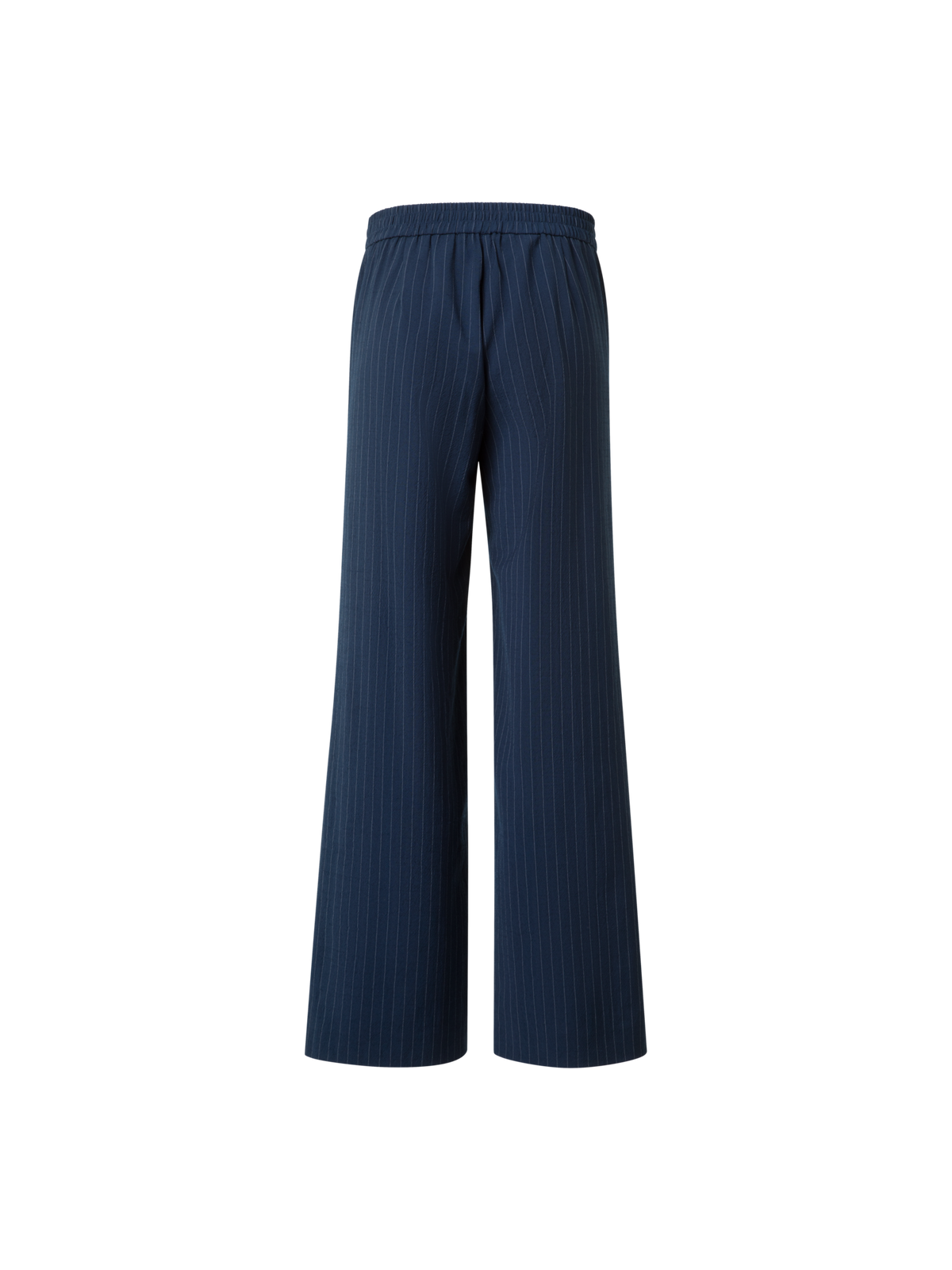 Designer Wide Cool Wool Pants with Elastic Waist - neutral - navy - blue - multicolor