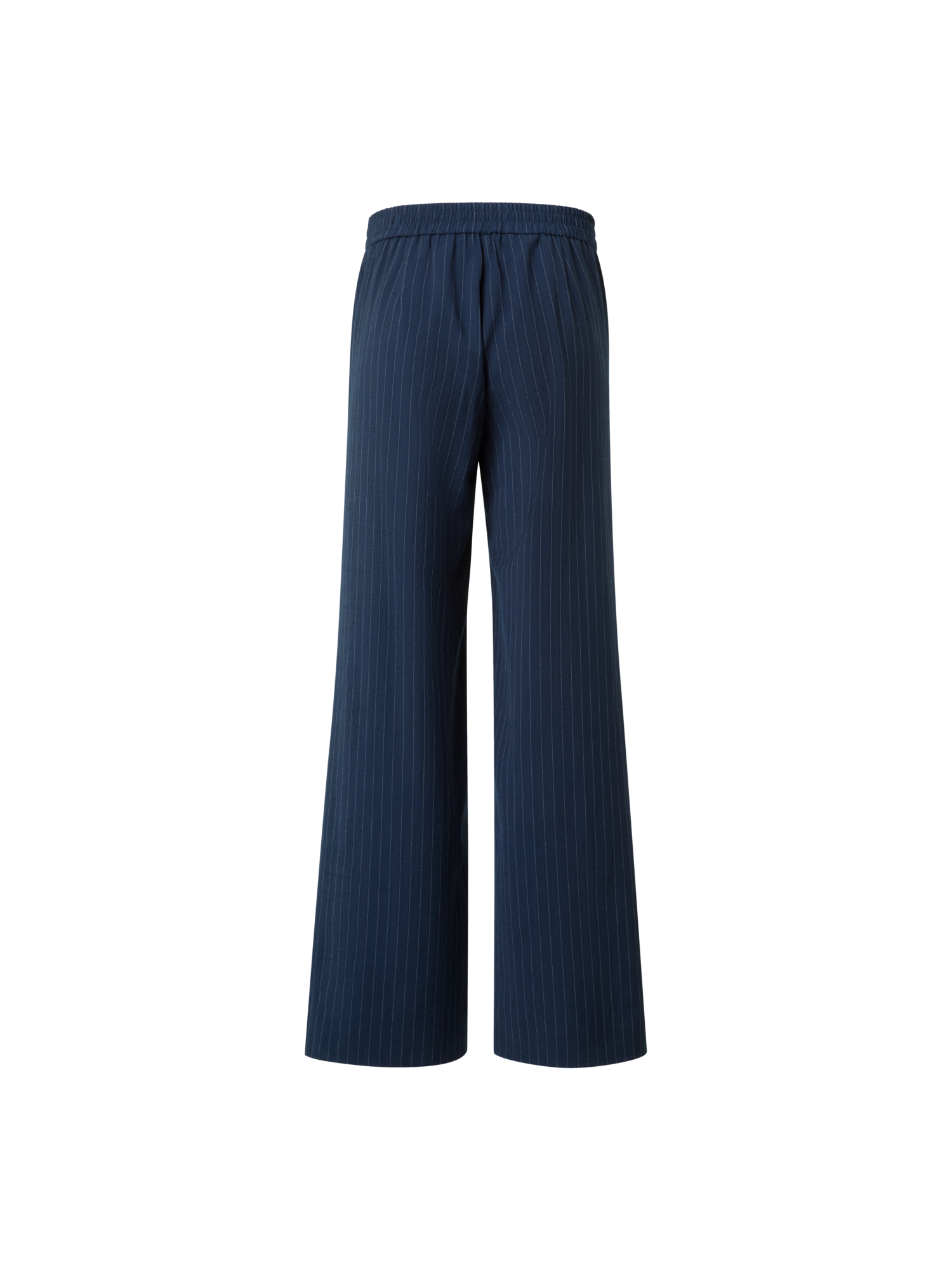 Designer Wide Cool Wool Pants with Elastic Waist - neutral - navy - blue - multicolor