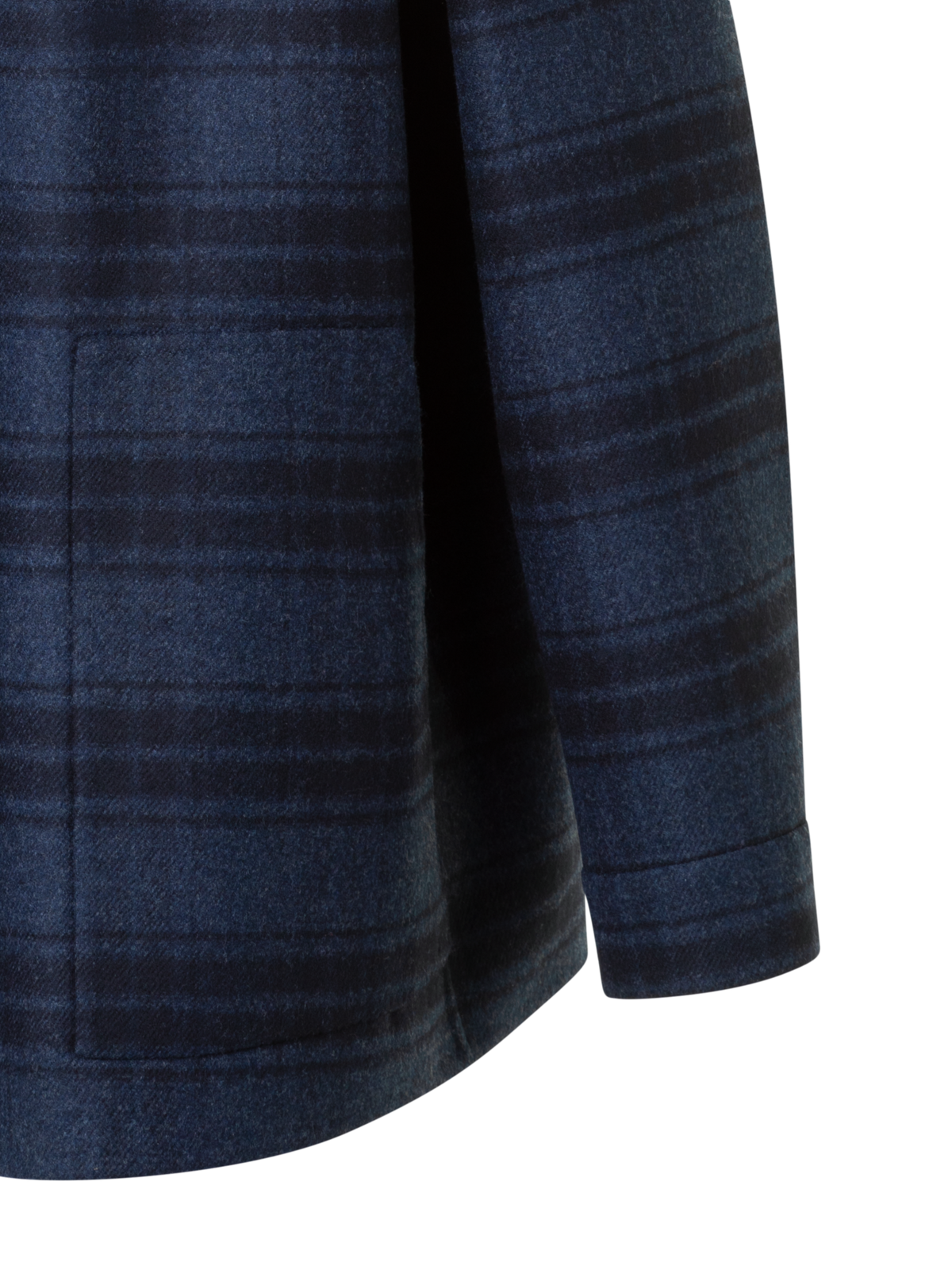 Designer Oversized Wool Double-Face Plaid Shirt Jacket - navy - blue