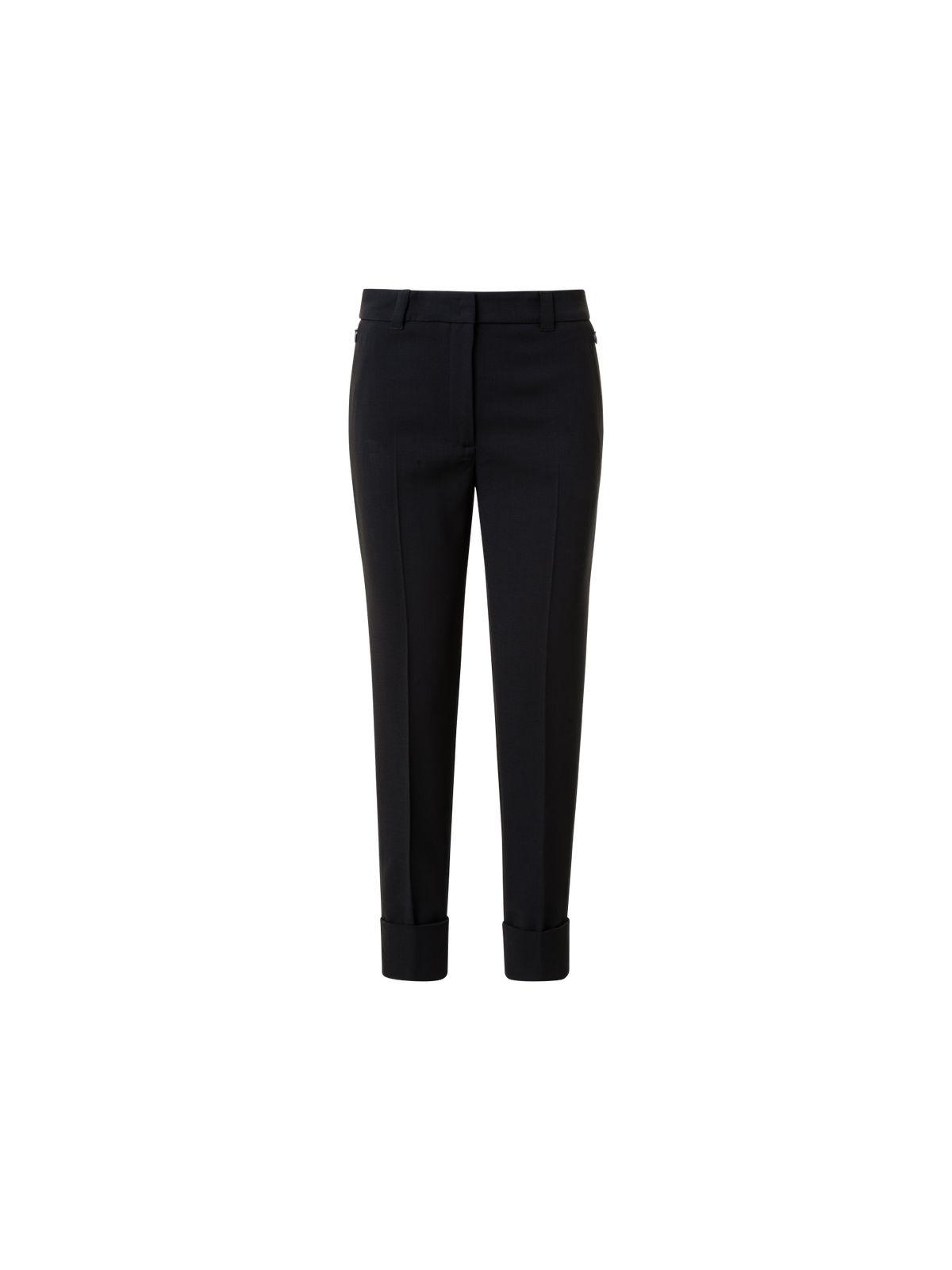 Designer Cropped Tapered Wool Double-Face Pants - neutral - black