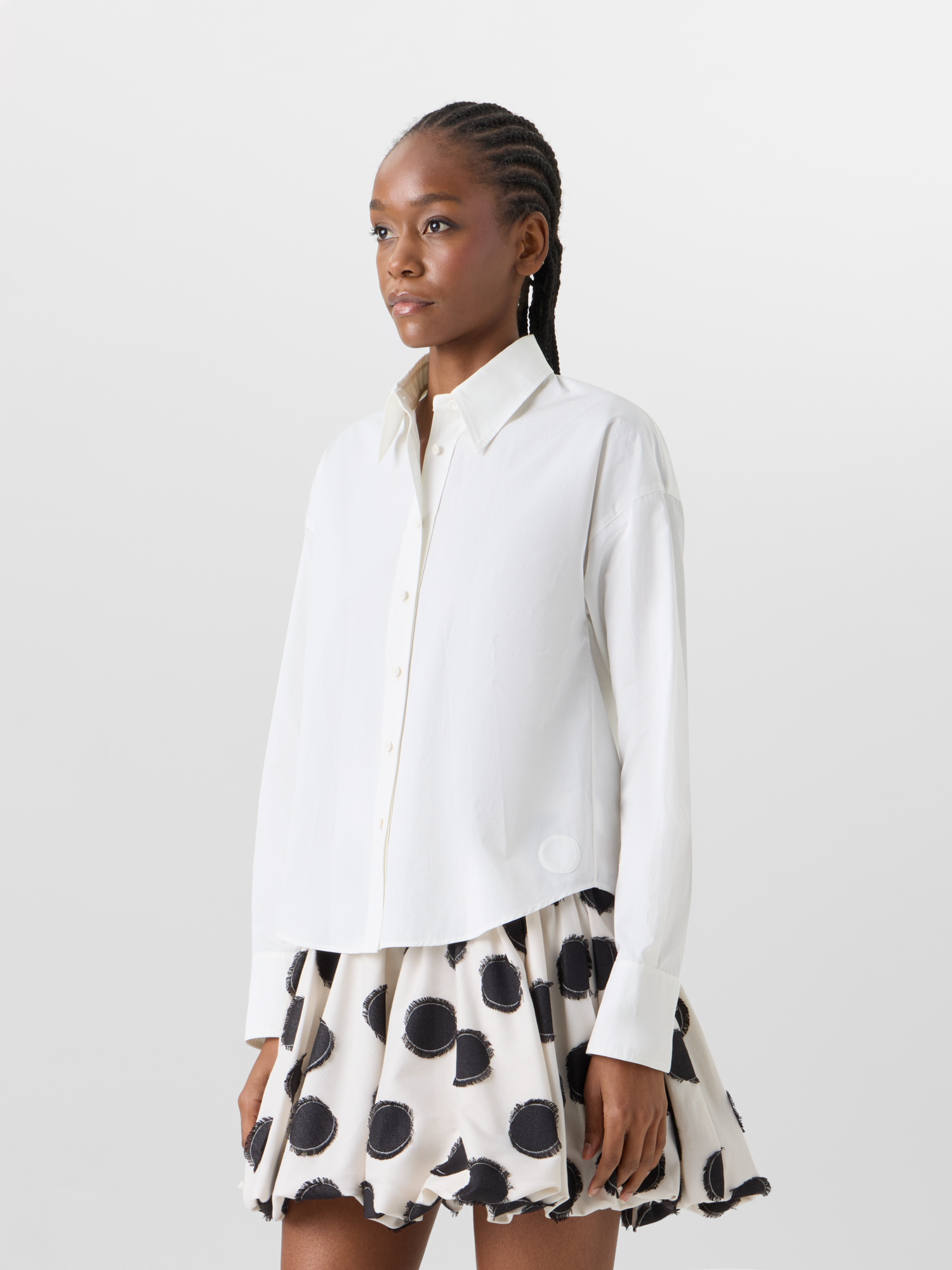 Designer Long-Sleeve Cotton Poplin ShirtBlouse in Cotton Poplin - ecru 