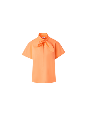 Designer Cotton Blouse with Collar Knot - pastel - orange