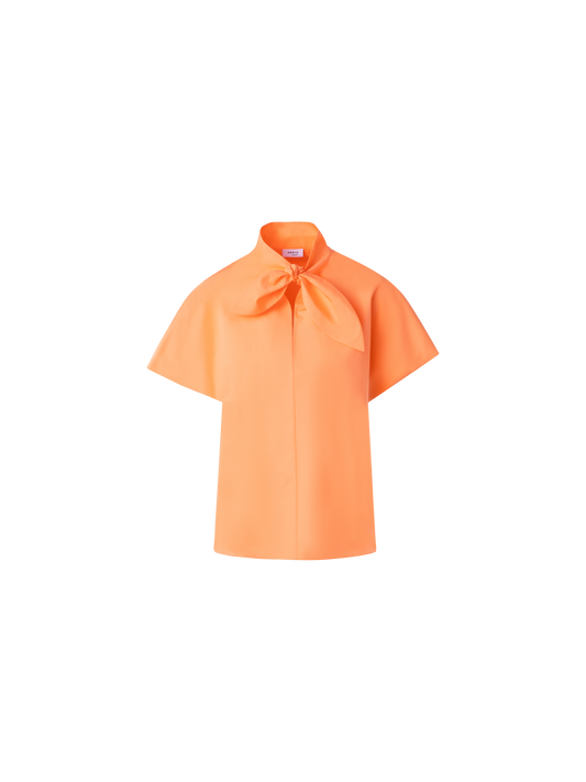Designer Cotton Blouse with Collar Knot - pastel - orange