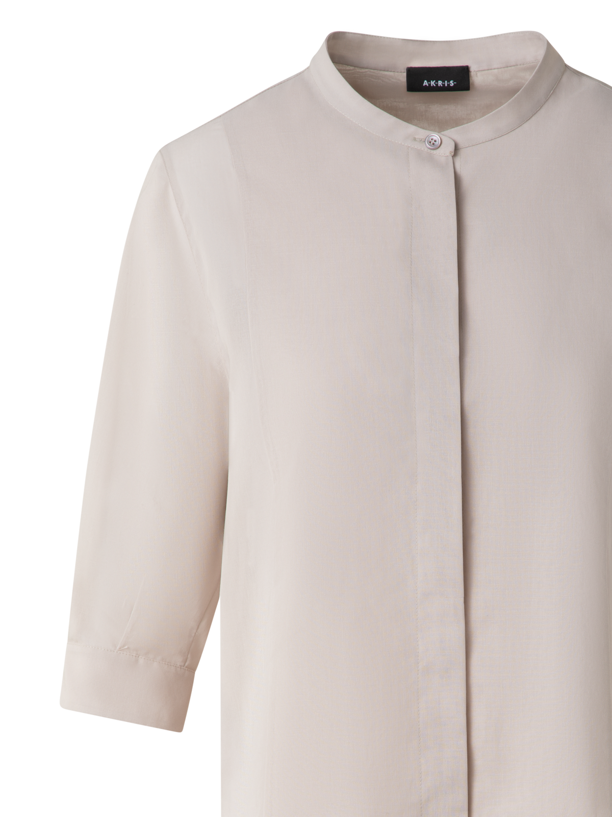 Designer Cotton Blouse with Sheer Volume Sleeves - neutral - grey - beige