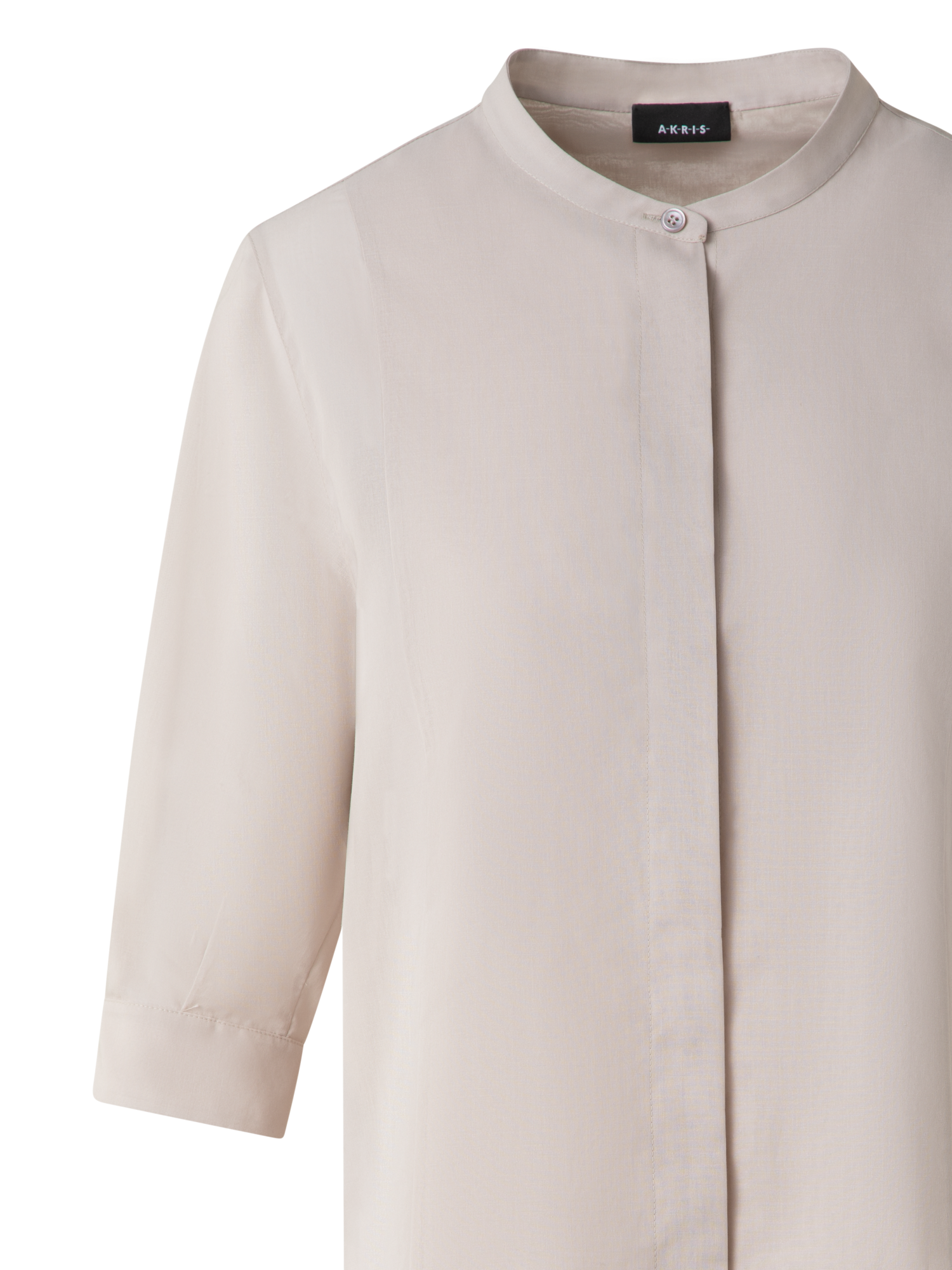 Designer Cotton Blouse with Sheer Volume Sleeves - neutral - grey - beige