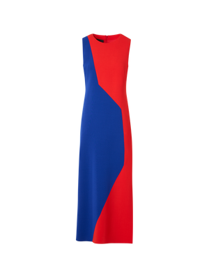 Designer Midi Sheath Dress with Polygon Patchwork - multicolor