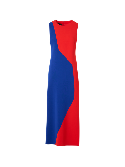 Designer Midi Sheath Dress with Polygon Patchwork - multicolor