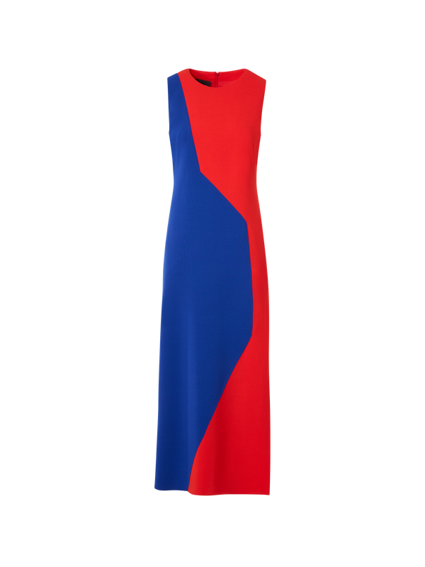Designer Midi Sheath Dress with Polygon Patchwork - multicolor