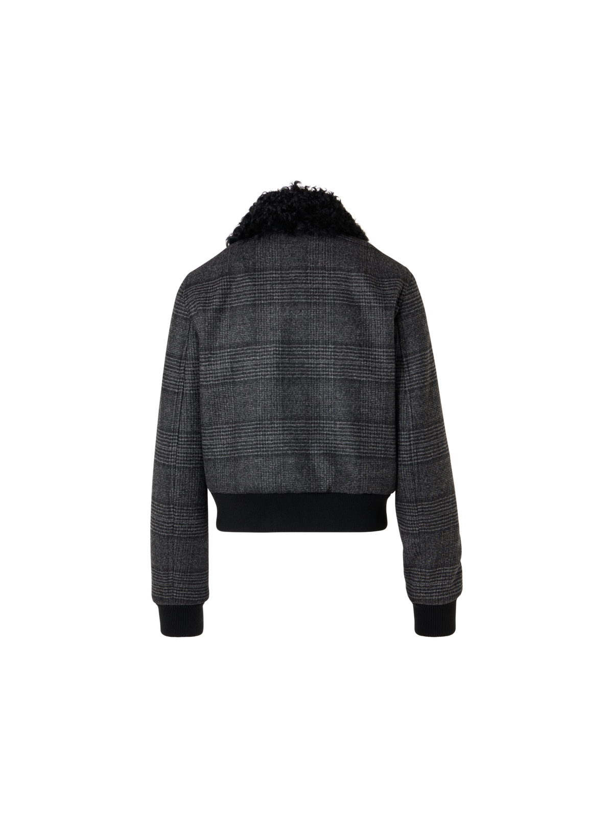 Designer Prince of Wales Wool Double-Face Bomber with Trapezoid Padding - black - multicolor - grey