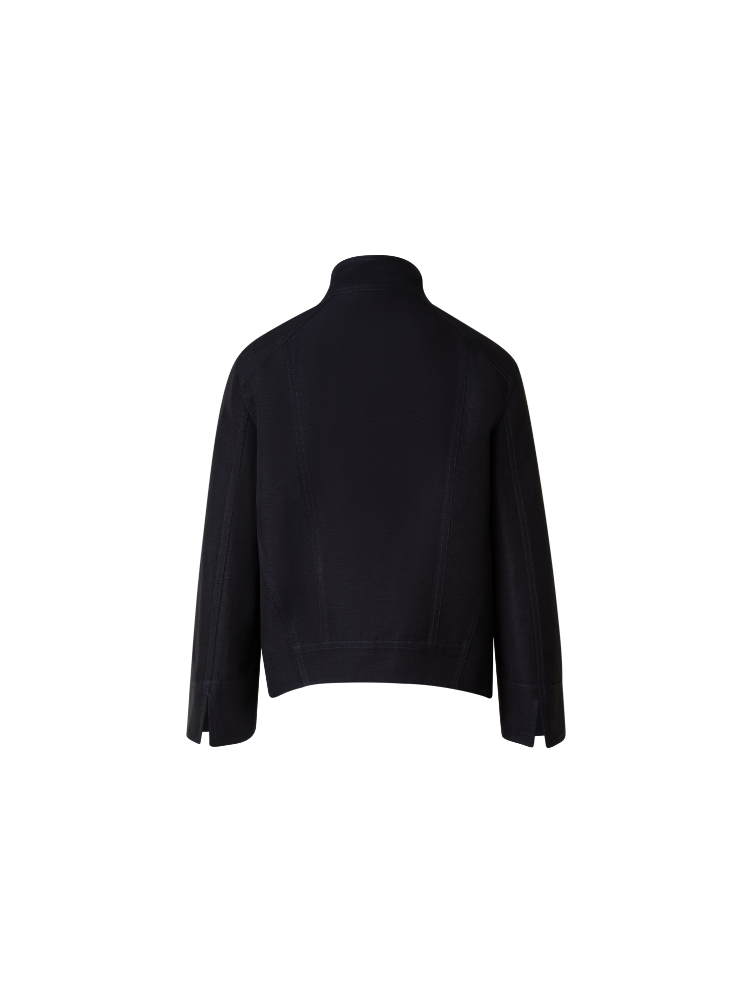 Designer Linen Blend Shawl Collar Jacket - black