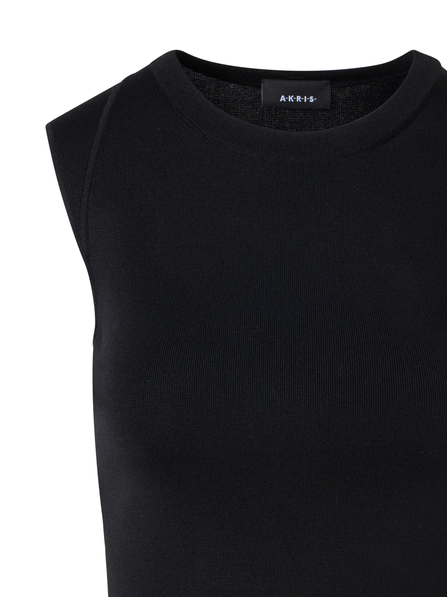 Designer Sleeveless Stretch-Silk Knit Top - black