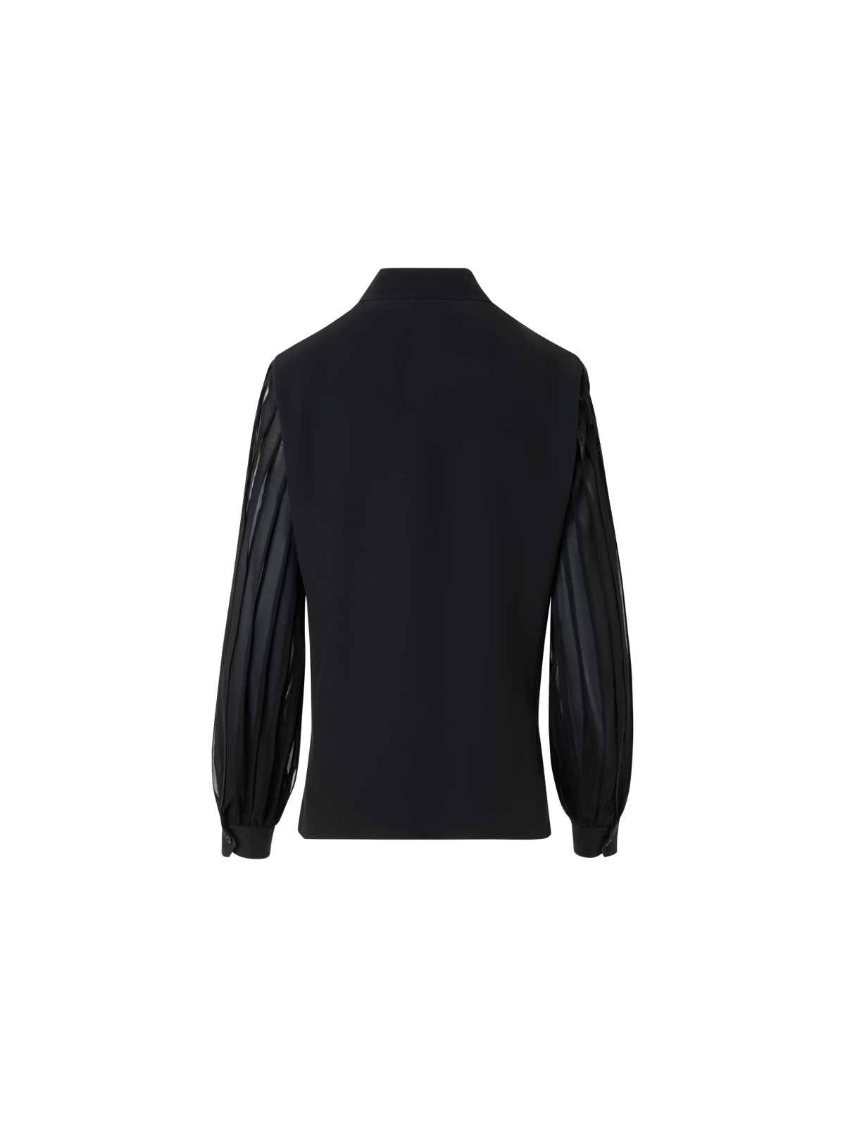 Designer Silk Blouse with Ribbon Sleeves - black - neutral