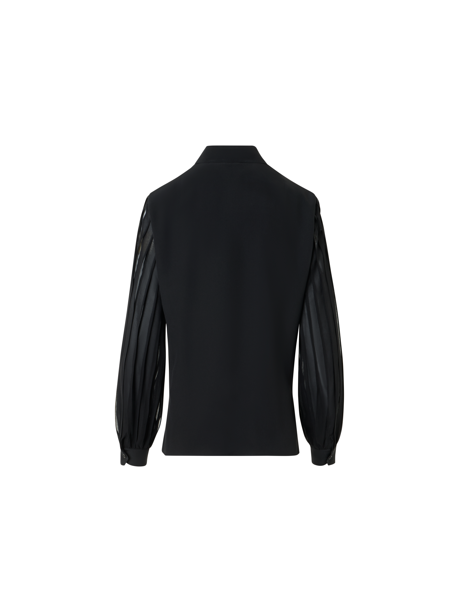 Designer Silk Blouse with Ribbon Sleeves - black - neutral