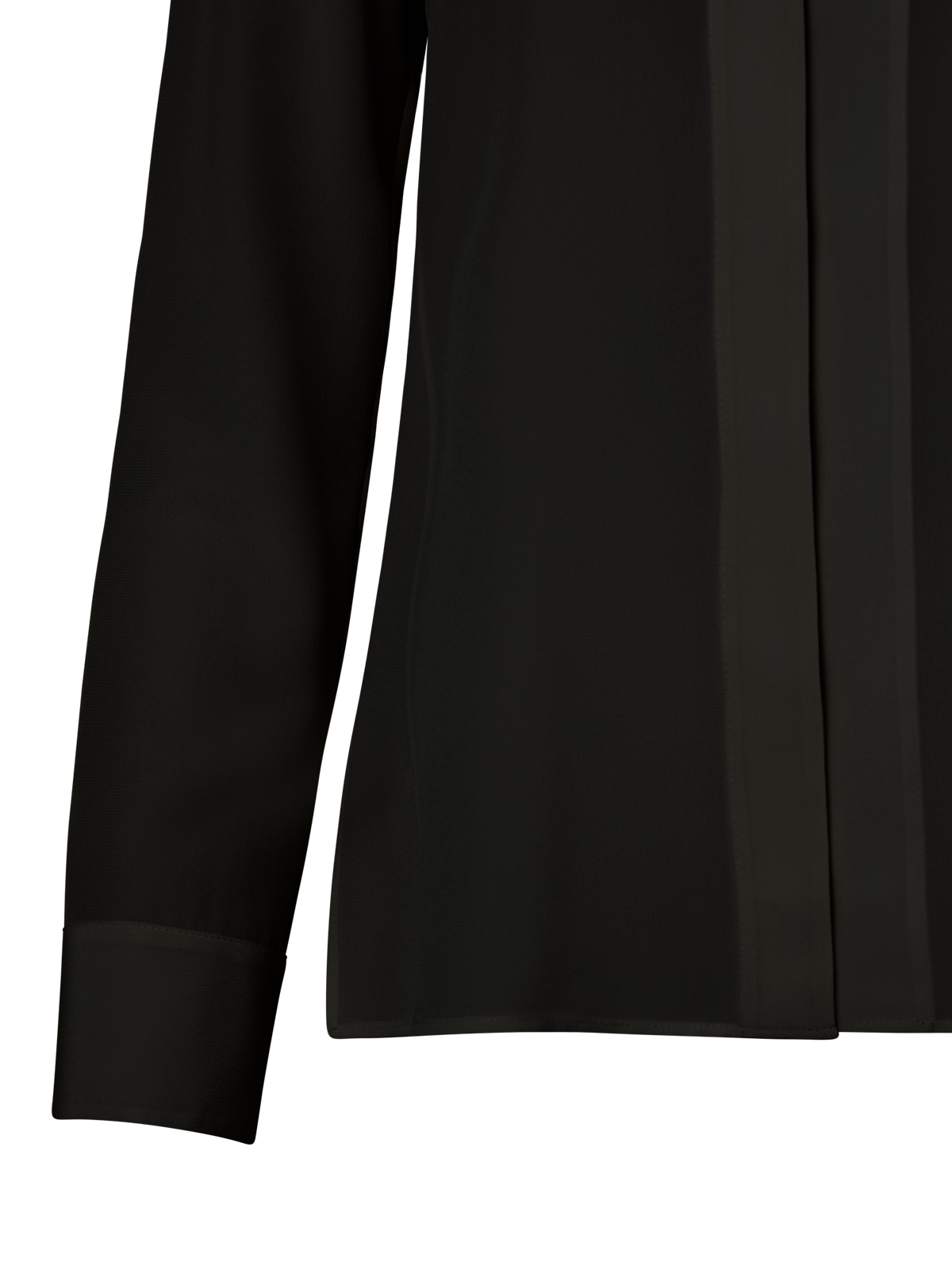 Designer Long Sleeve Silk Blouse with Stand-up Collar - black