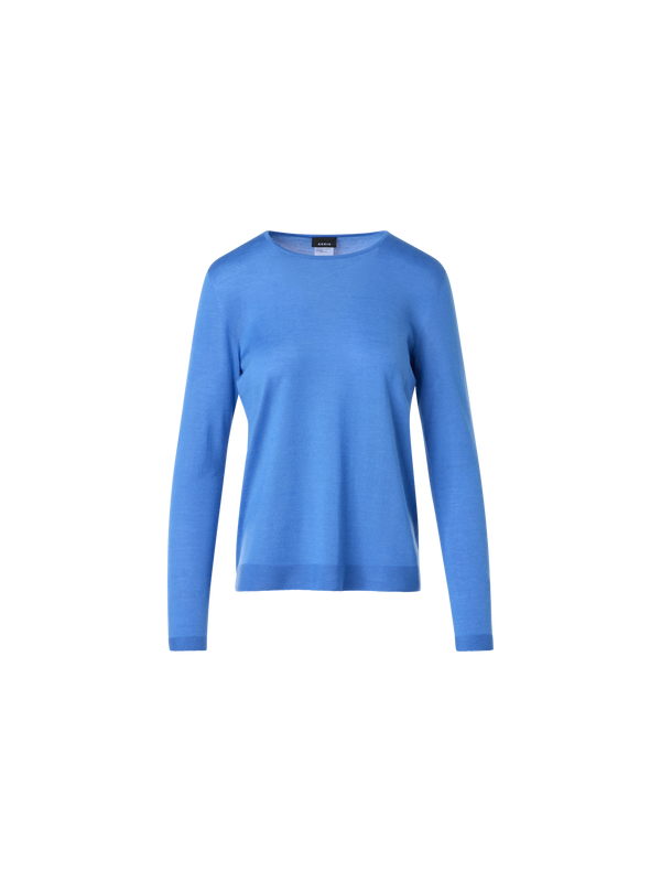 Designer Seamless Crew Neck Sweater in Cashmere Silk - navy - blue