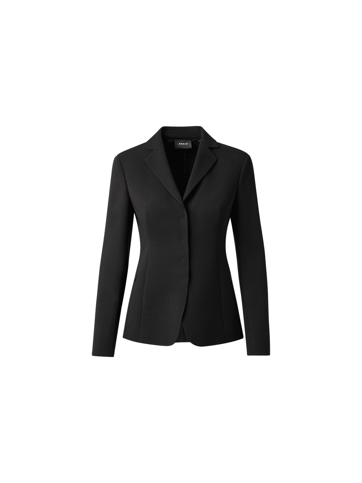 Designer Wool Double-Face Blazer with Leather Collar - black