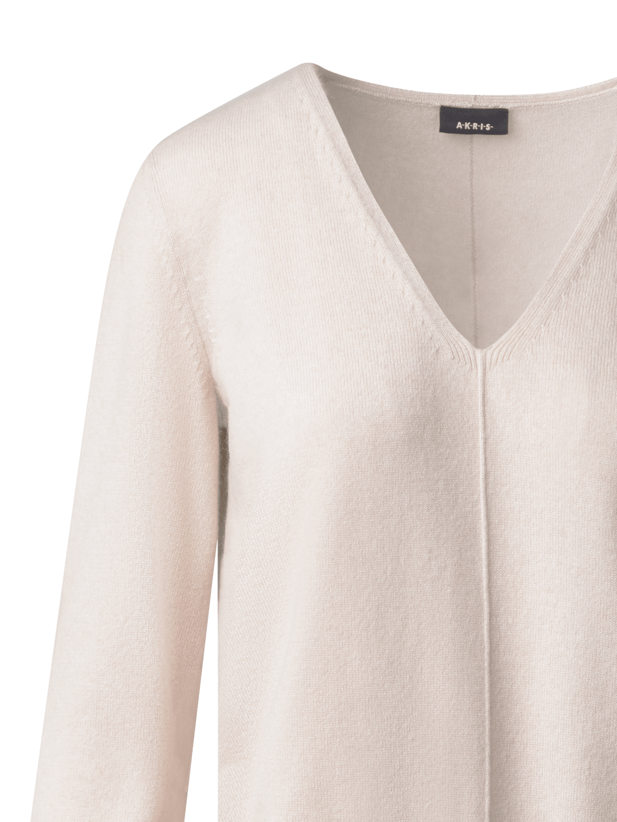 Designer 100% Cashmere V-Neck Knit Sweater - neutral - beige