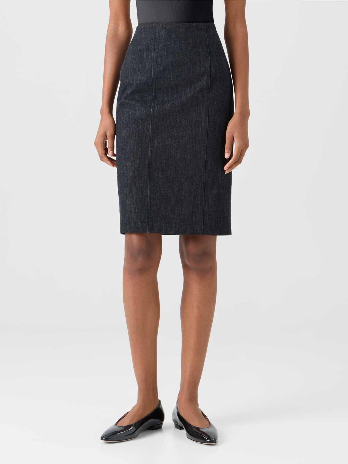 Designer Denim Pencil Skirt - black #editorial