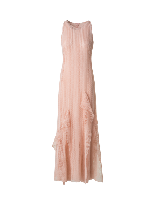 Designer Dégradé Stripe Embroided Evening Dress - pastel - pink