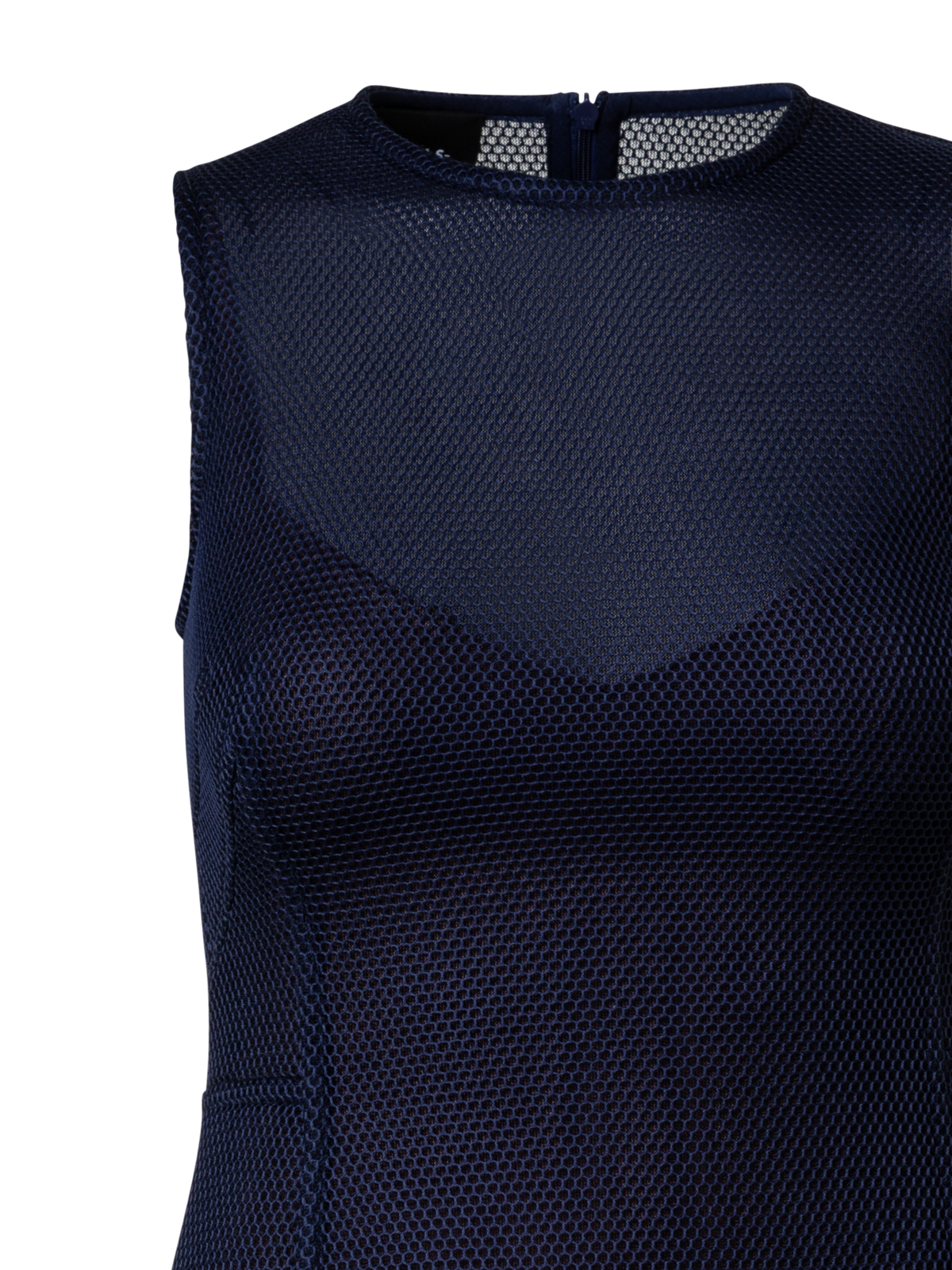 Designer Techno Grid Midi Dress - navy - blue