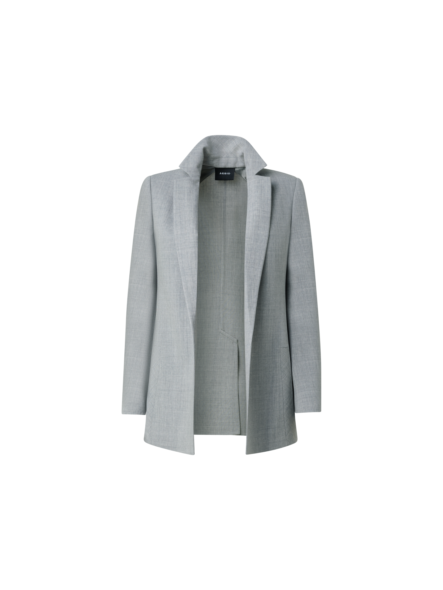 Designer Wool Double-Face Blazer with Elongated Lapel - grey