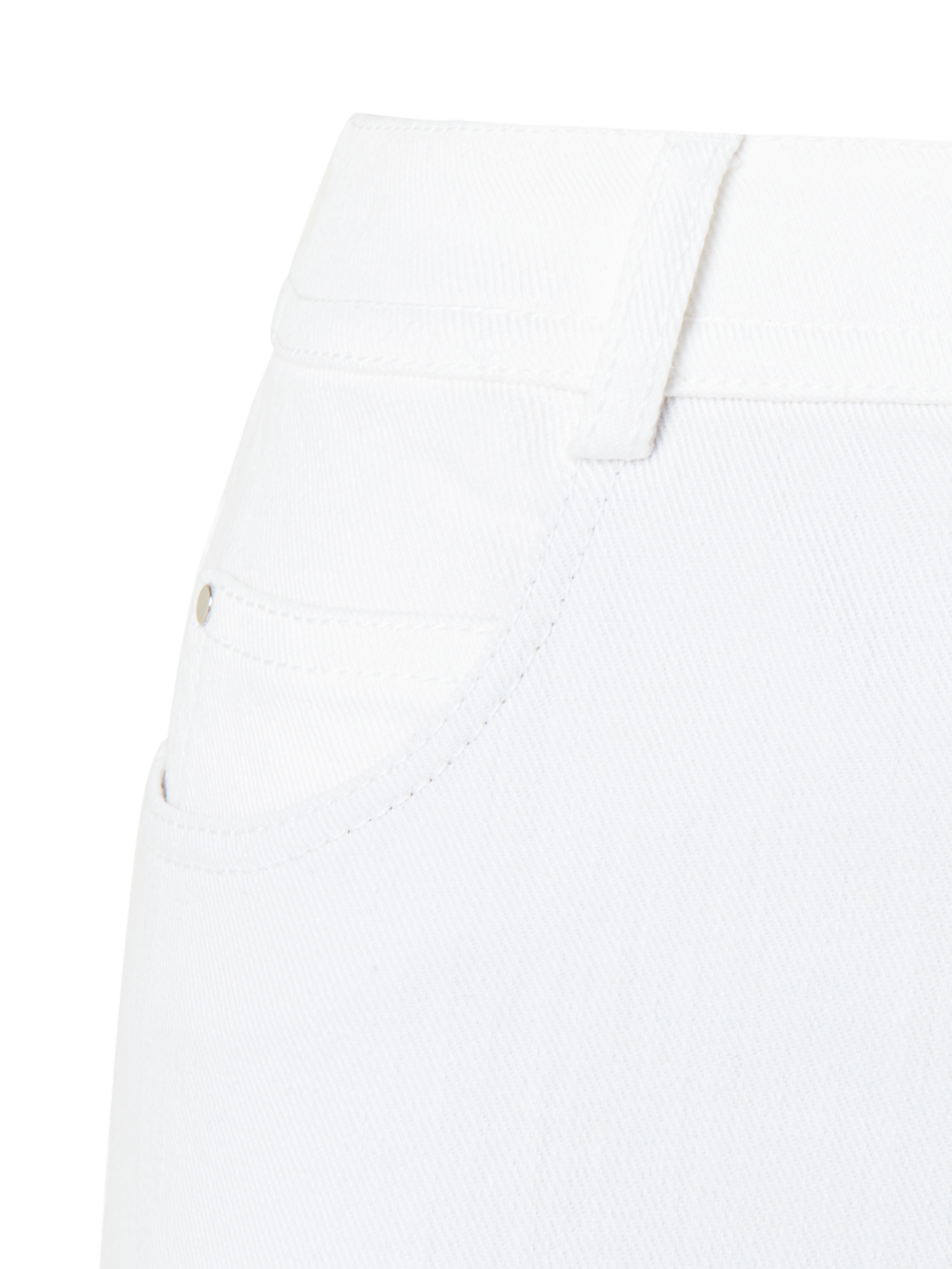 Designer Cropped Straight Cotton Denim Stretch Pants - ecru - white