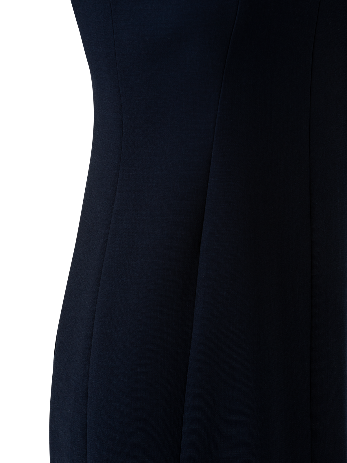 Designer Sleeveless V-Neck Wool Double-Face Sheath Dress - navy - blue