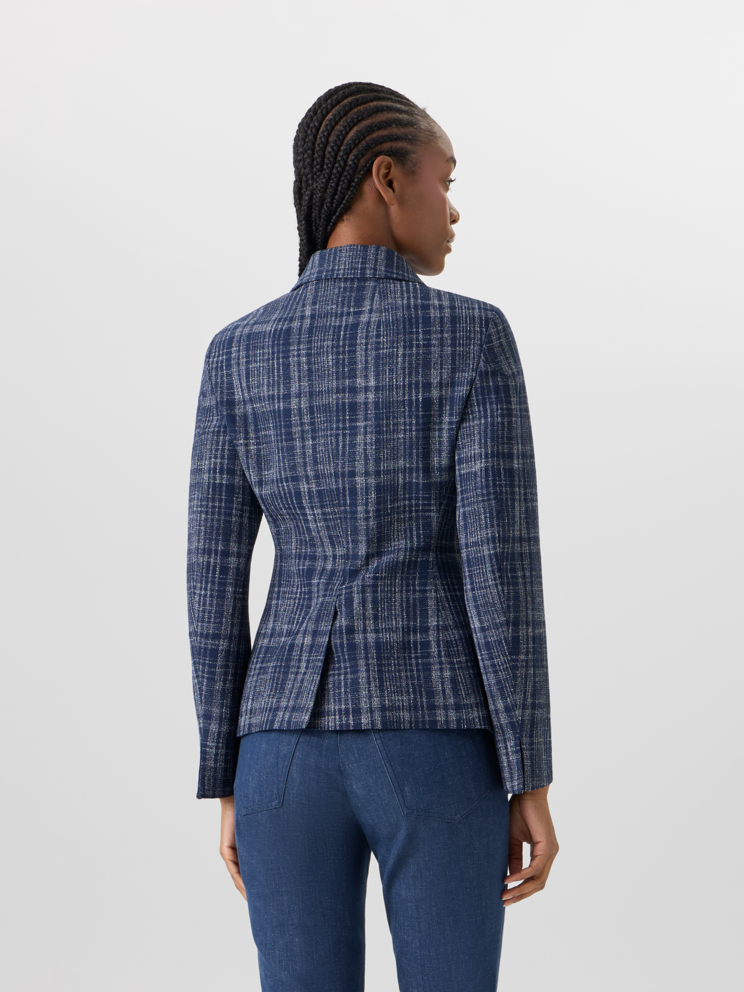 Designer Delia Jacket in Wool-Viscose Tweed - blue 