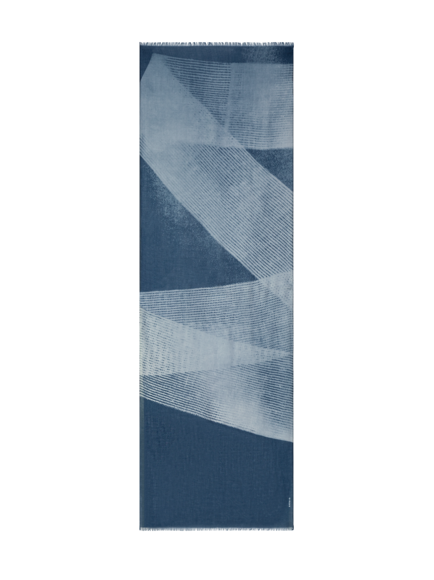 Designer Cashmere Scarf in Zigzag Print - neutral - navy - blue - multicolor