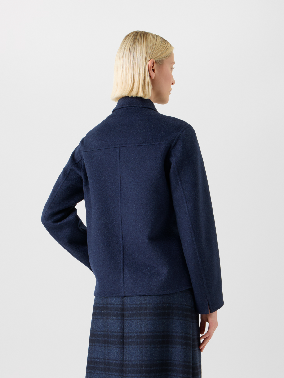 Designer Relaxed Cashmere Double-Face Shirt Jacket - neutral - navy - blue #editorial