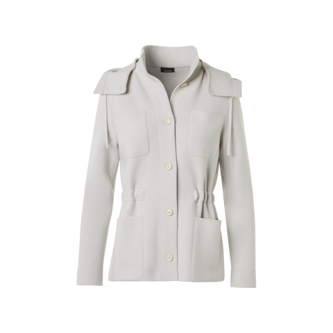 Cashmere Piqué Hooded Knit Jacket