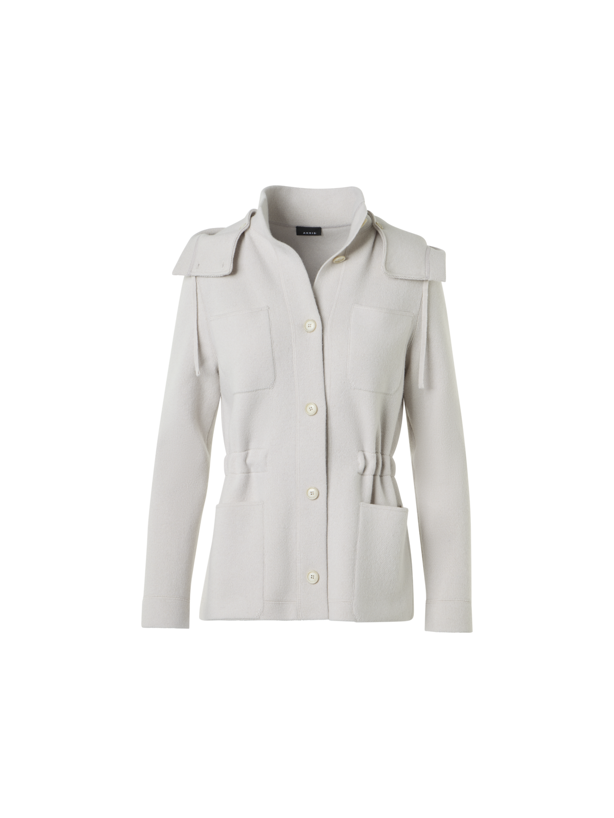 Designer Cashmere Piqué Hooded Knit Jacket - beige