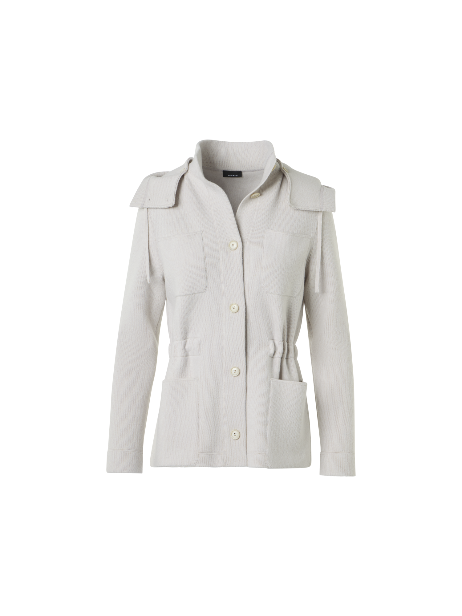 Designer Cashmere Piqué Hooded Knit Jacket - beige