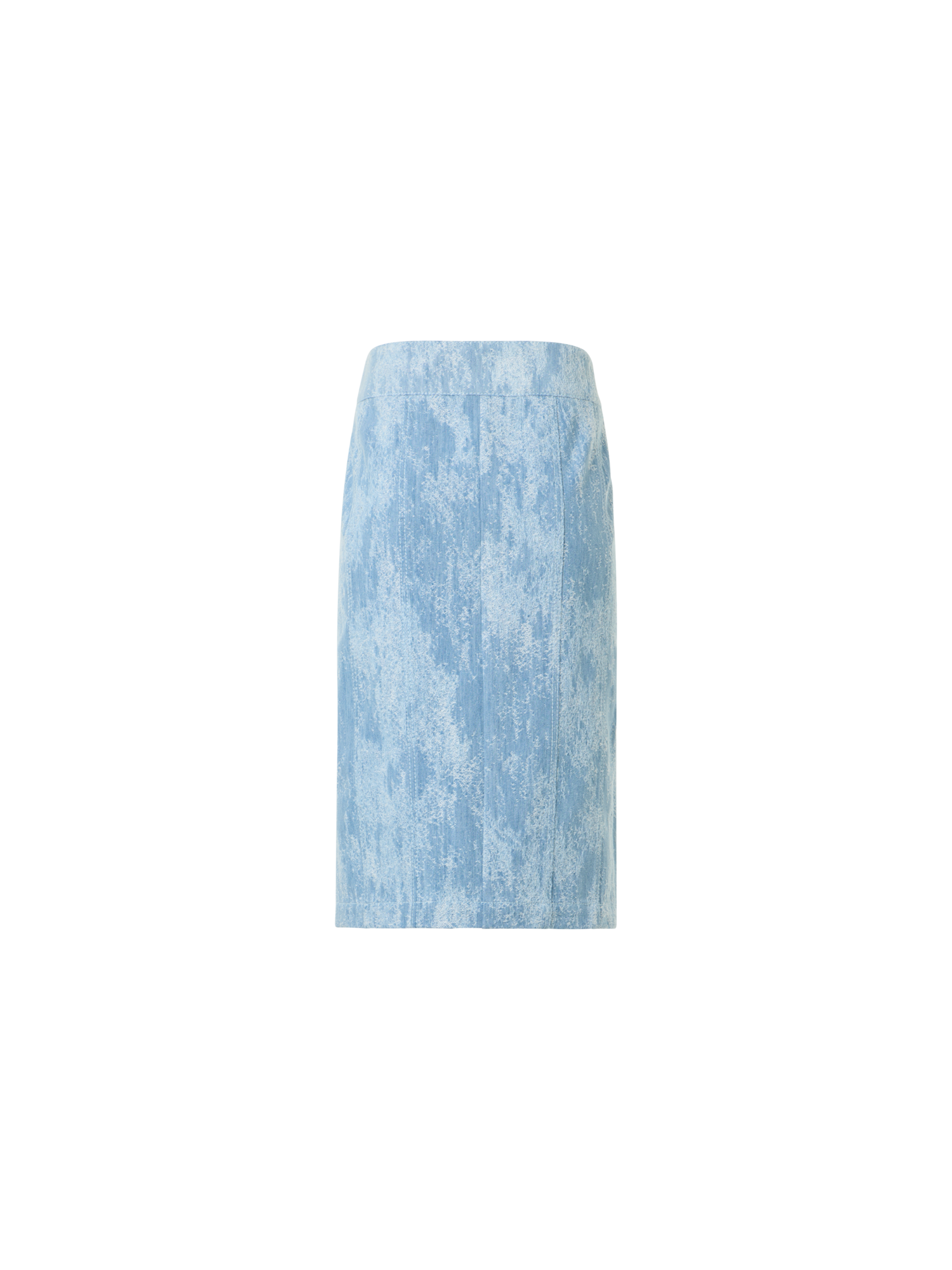 Designer Jacquard Denim Pencil Skirt - blue