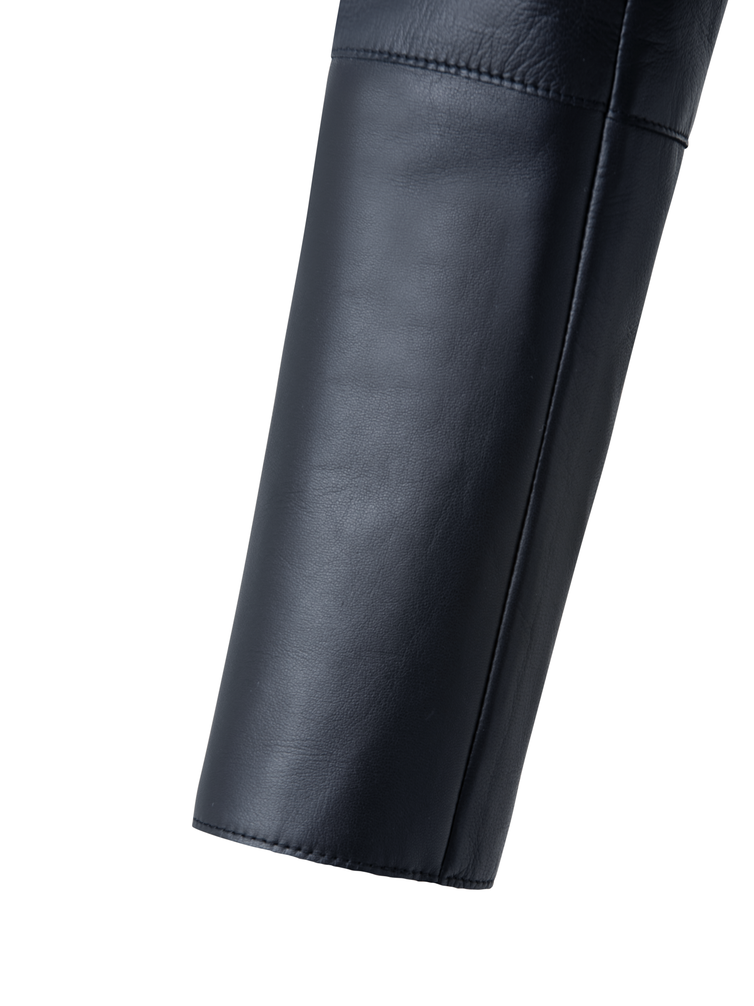 Designer Cropped Leather Jacket - navy - blue