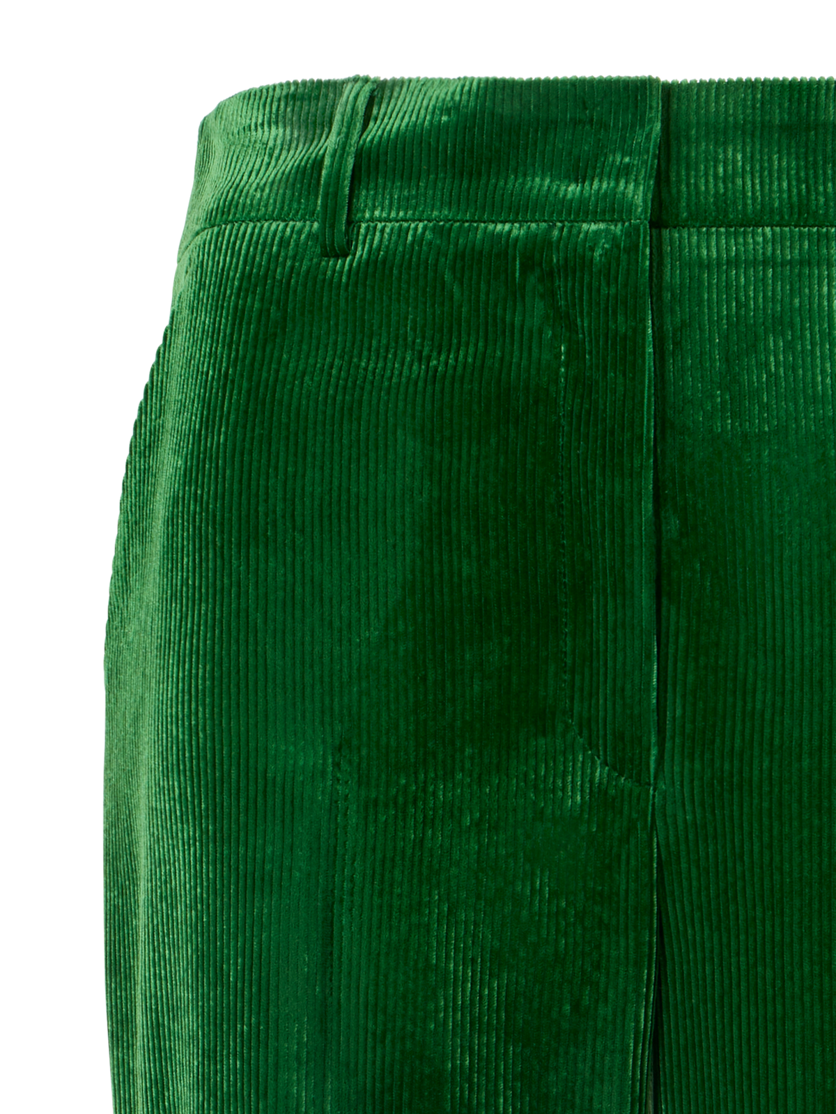Designer Wide Leg Pants in Fluid Corduroy - green