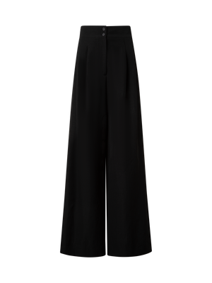 Designer Extra Wide Palazzo Linen Viscose Pants - black