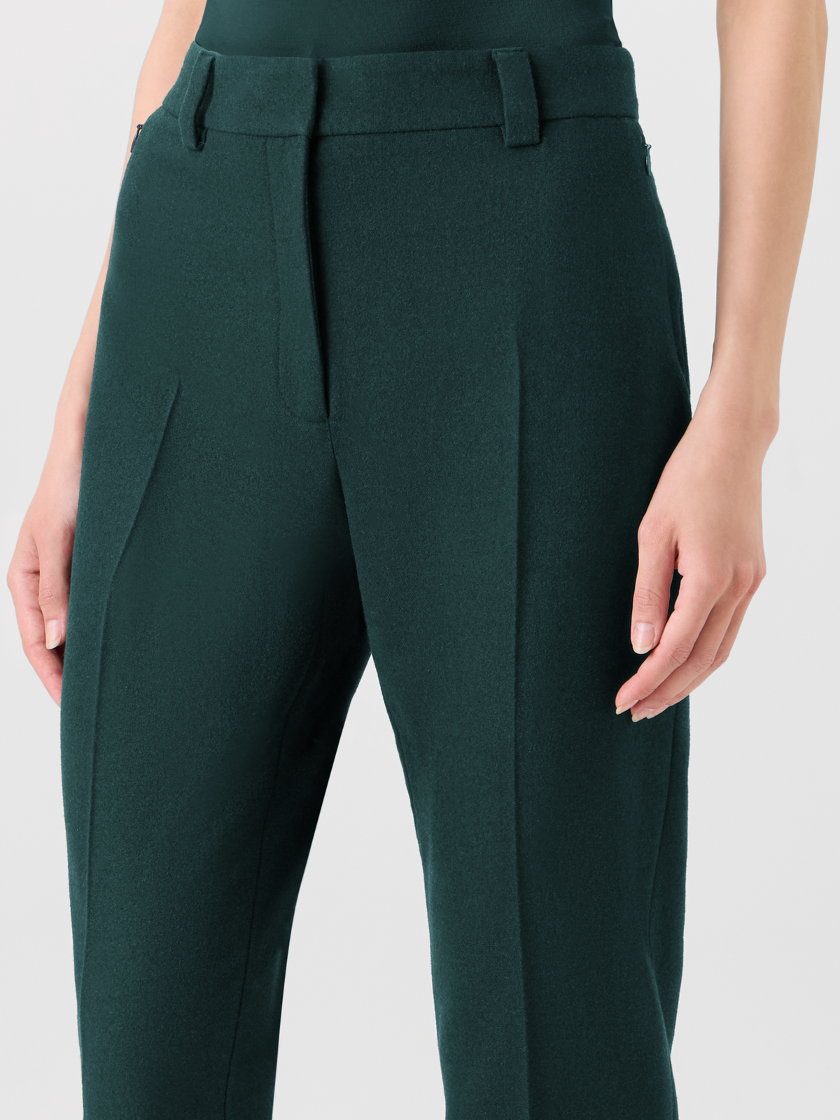 Designer Cuffed Tapered Flannel Pants - green 