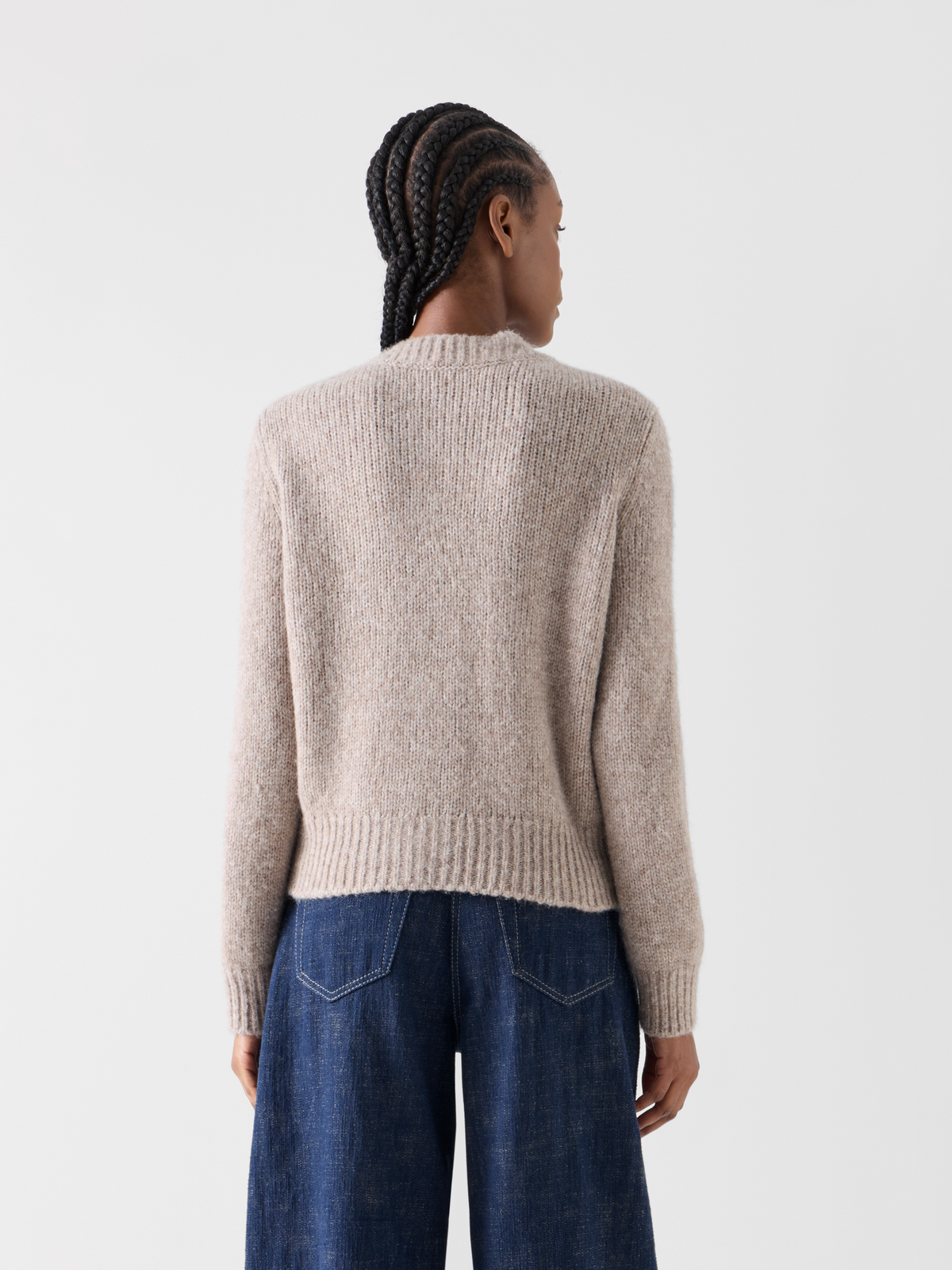 Designer Knit Cardigan in Fluffy Alpaca - beige 