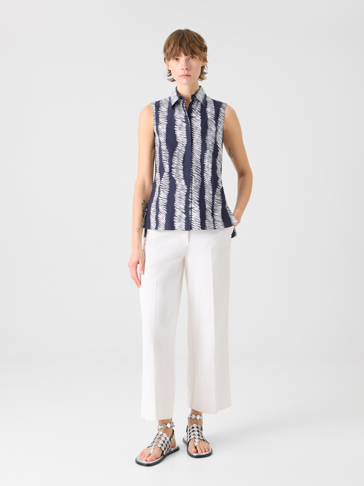 Designer Chiara High-Waist Cropped Wide Leg Denim Pants - ecru #editorial