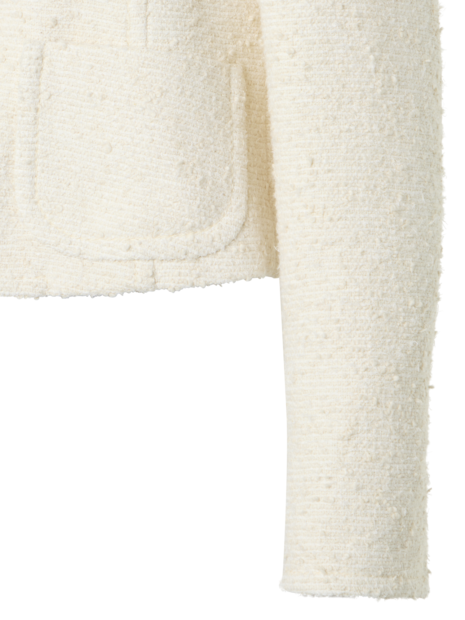 Designer Boxy Bouclé Cotton Summer Jacket - ecru