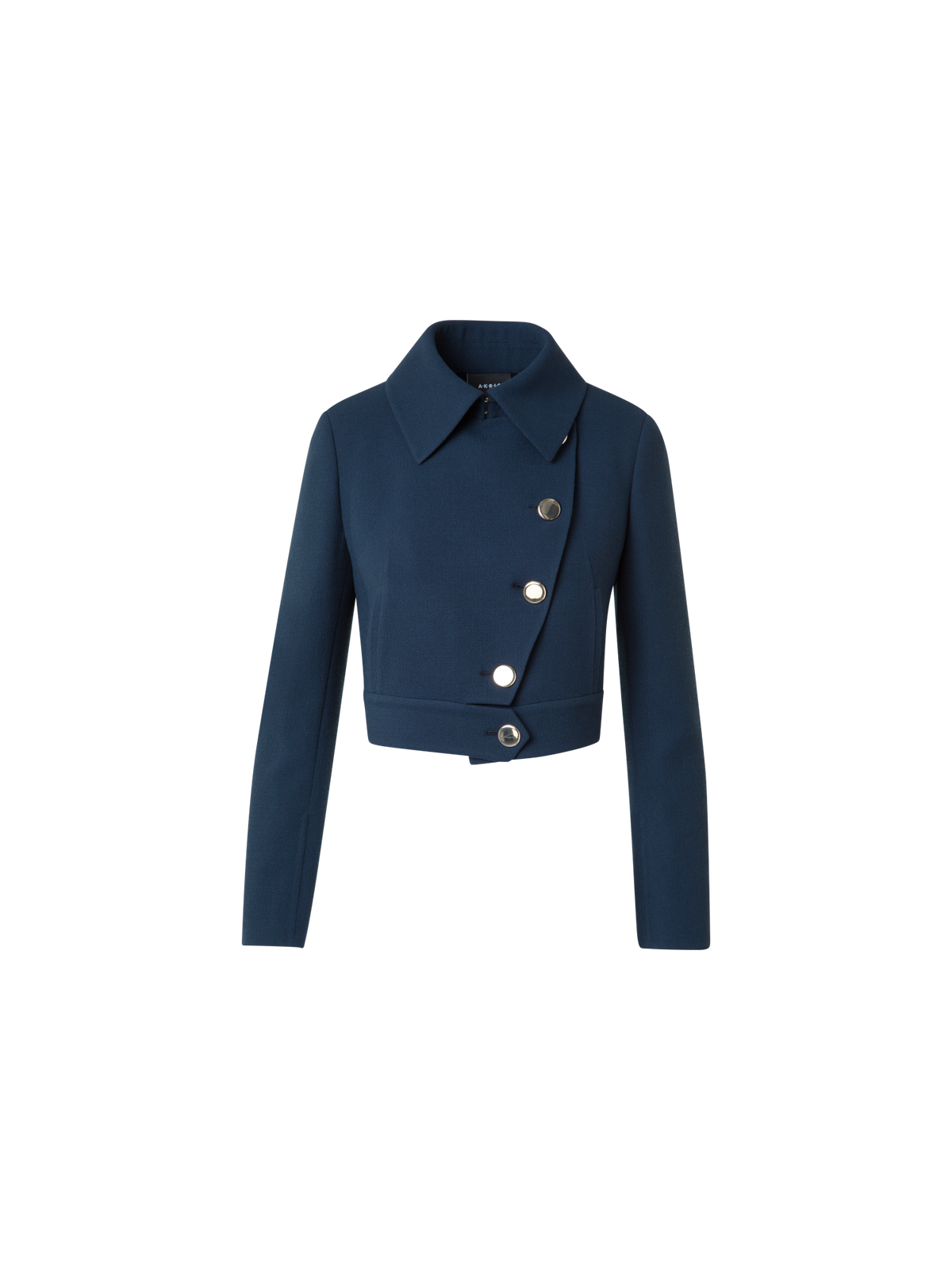 Designer Asymmetrical Short Jacket in Wool Double-Face - neutral - navy - blue