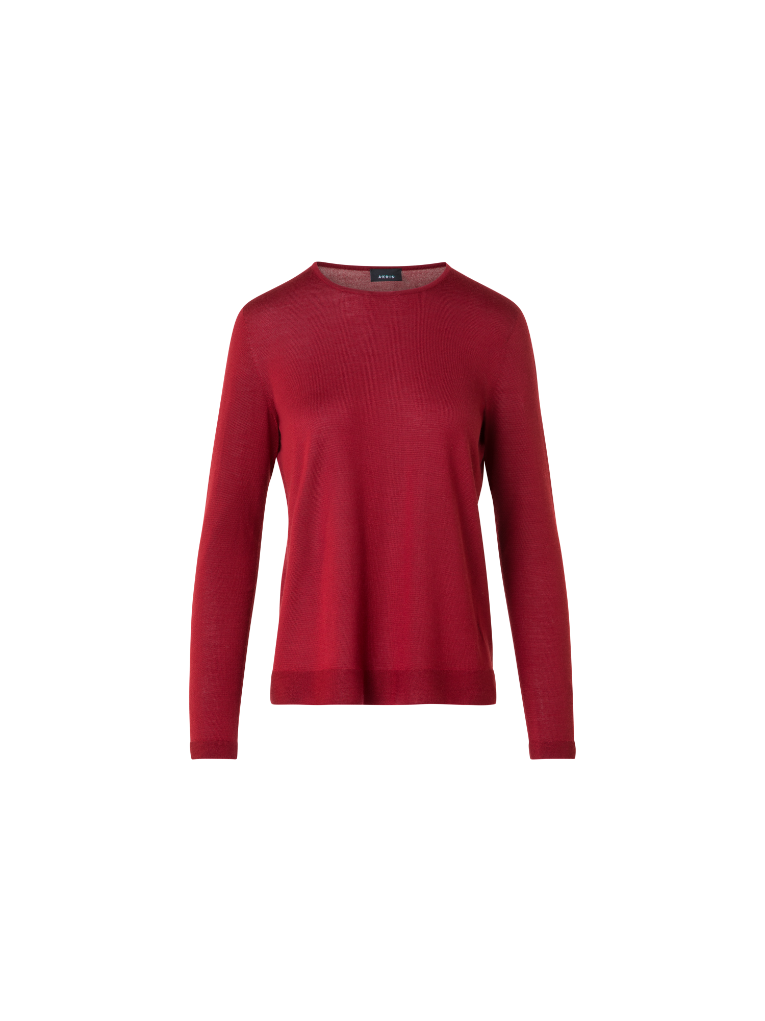 Designer Seamless Crew Neck Sweater in Cashmere Silk - red