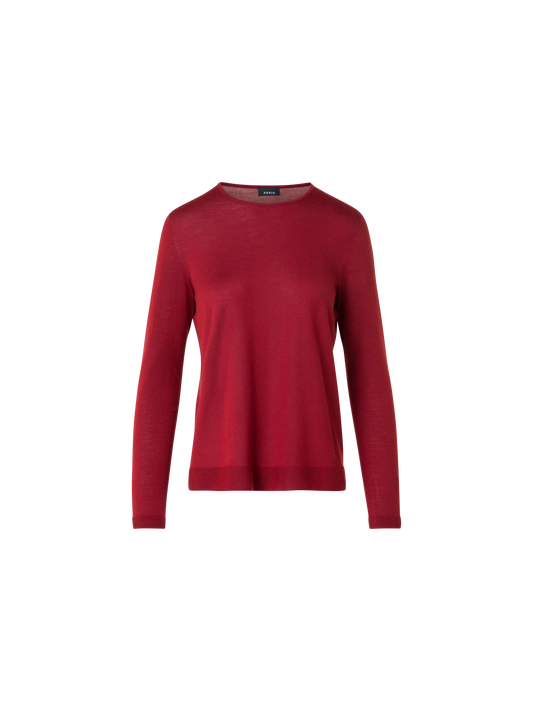 Designer Seamless Crew Neck Sweater in Cashmere Silk - red