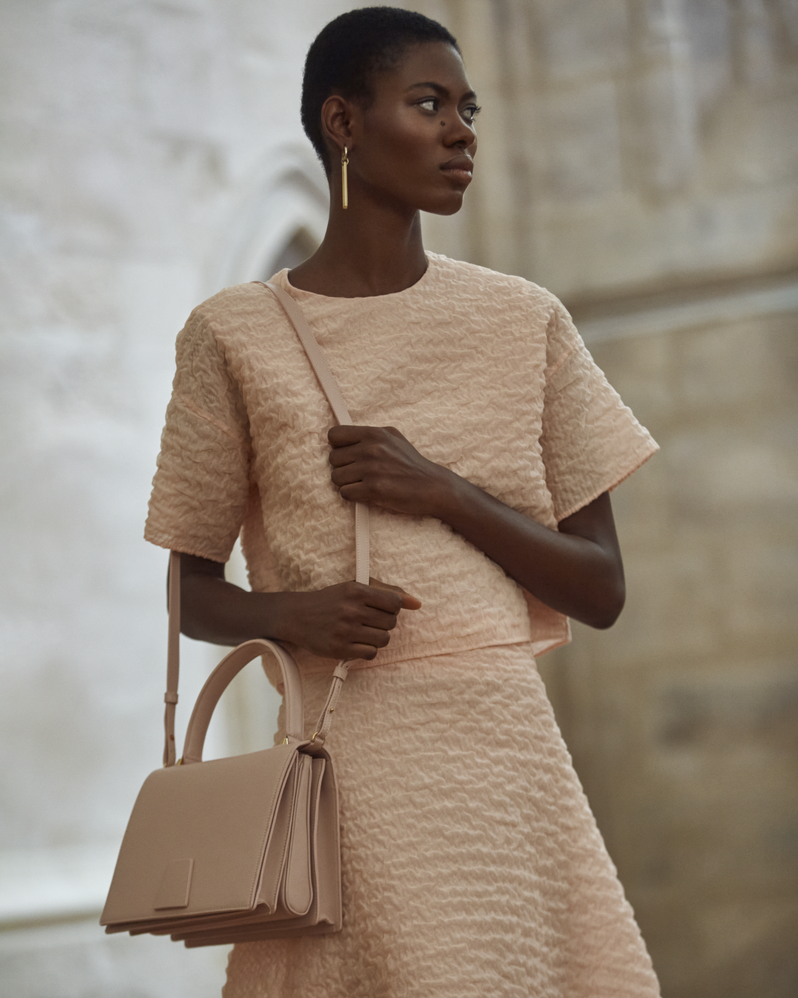 Designer Boxy Blouse in 3D Bubble Organza - pastel - pink 