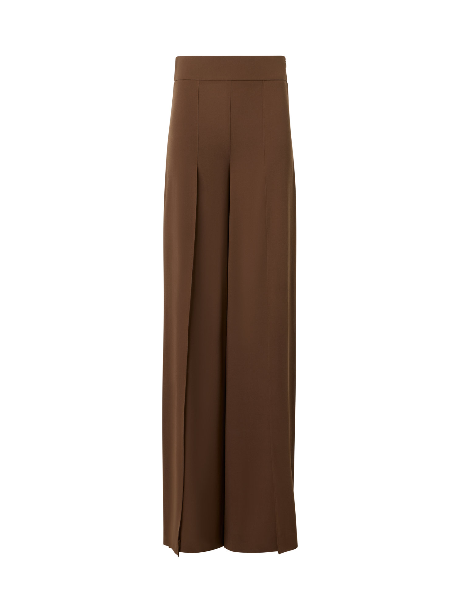 Designer Wide Silk Pants with Slits - brown