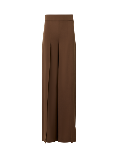 Designer Wide Silk Pants with Slits - brown