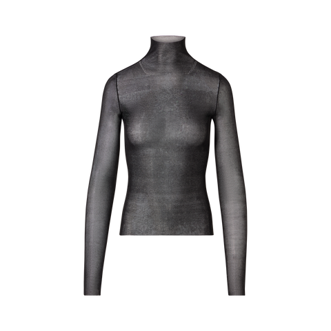 Transparenter Feinripp-Pullover aus Seide