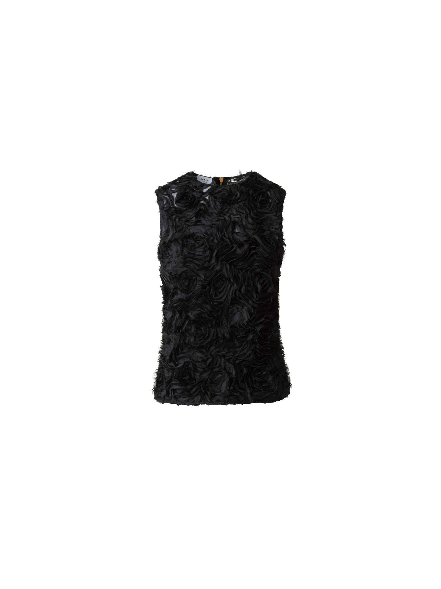 Designer Sleeveless Blouse with 3D Carnation Embroidery - black
