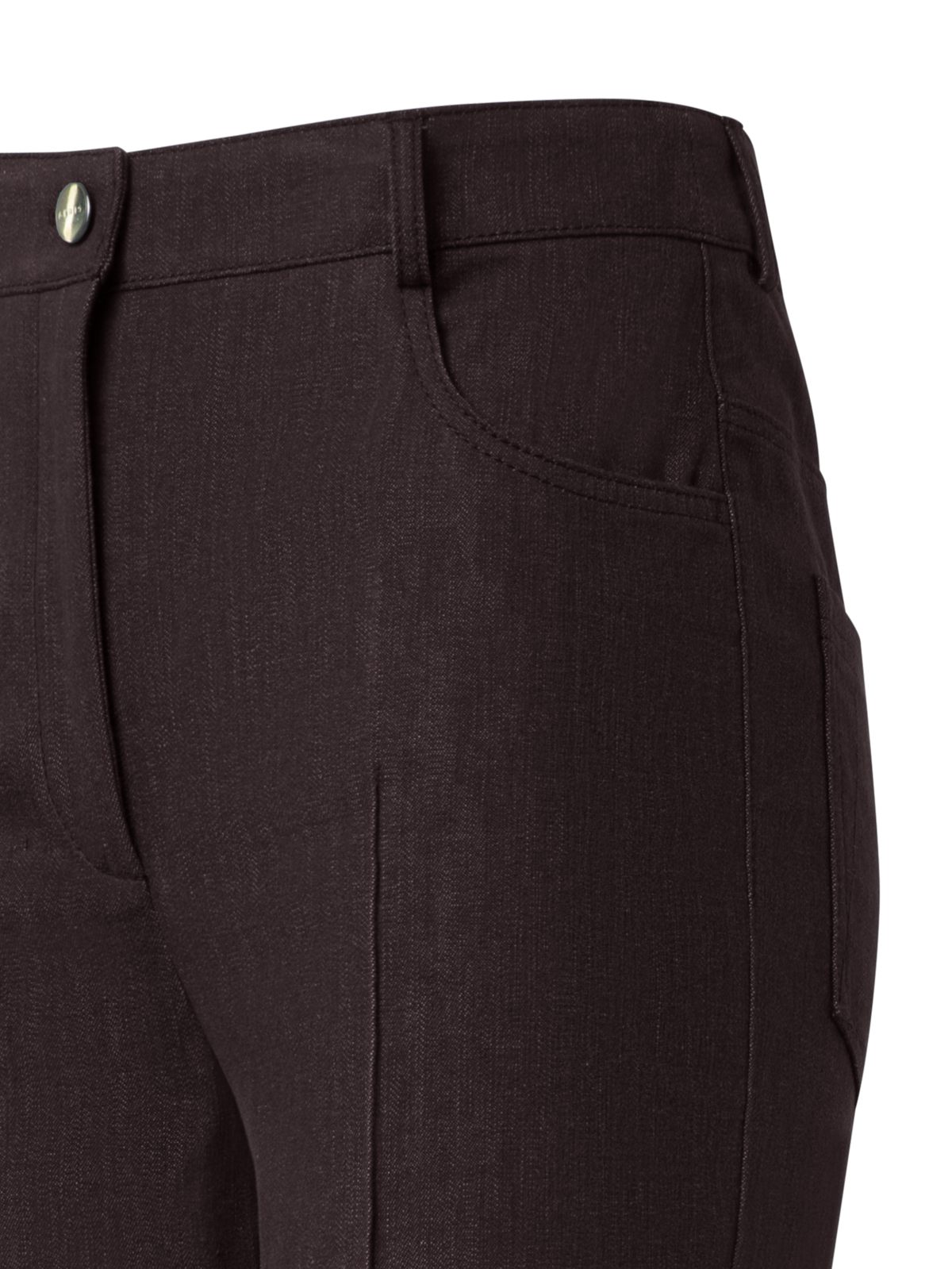 Designer Bootcut Pants in Cotton Denim Stretch - brown